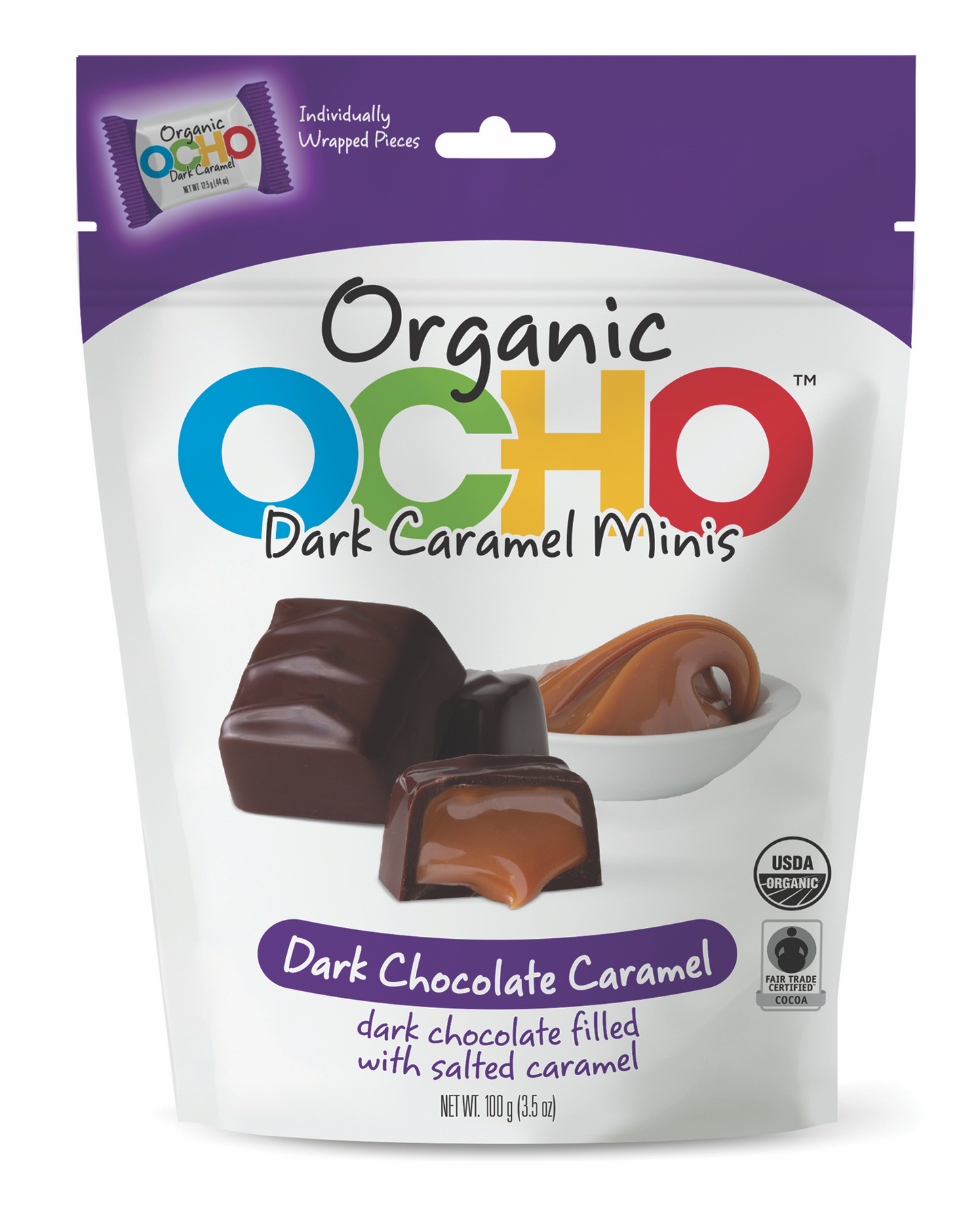 Organic Dark Chocolate Caramel Minis Pouch