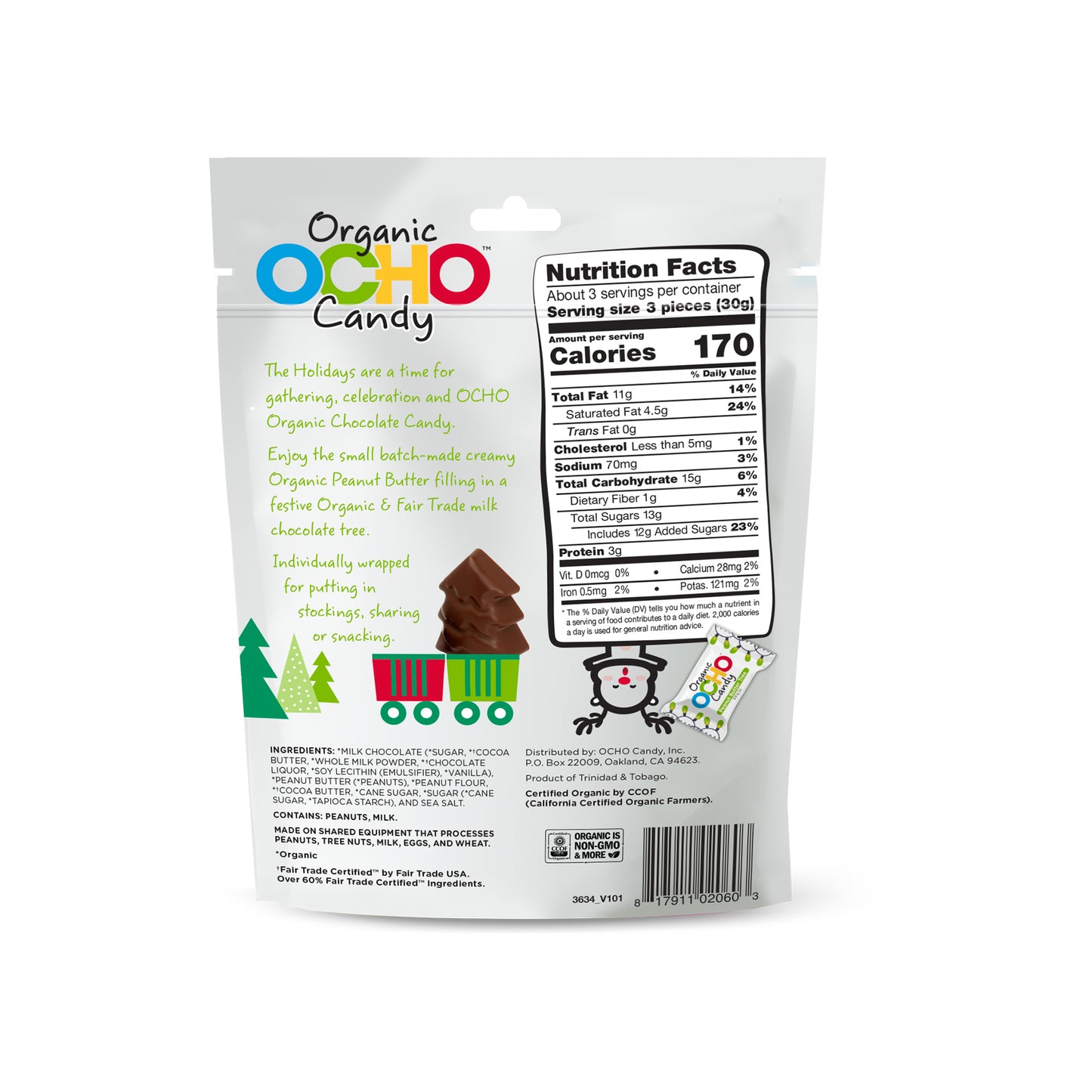 Organic Christmas Milk Chocolate Peanut Butter Trees Pouch - 50% off