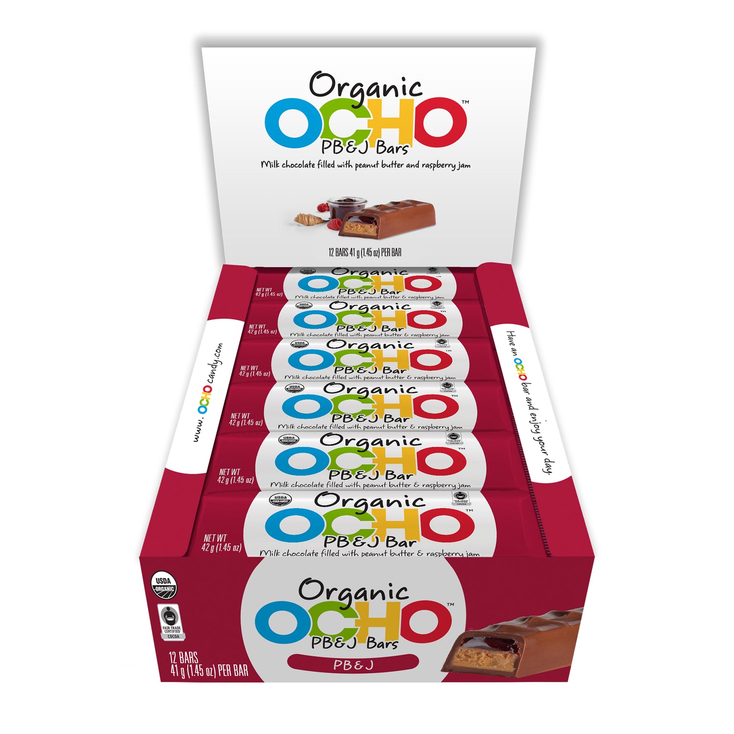 Organic Milk Chocolate PB&J Bars - 12ct Bar Caddy - 50% off Goodbye PBJ!