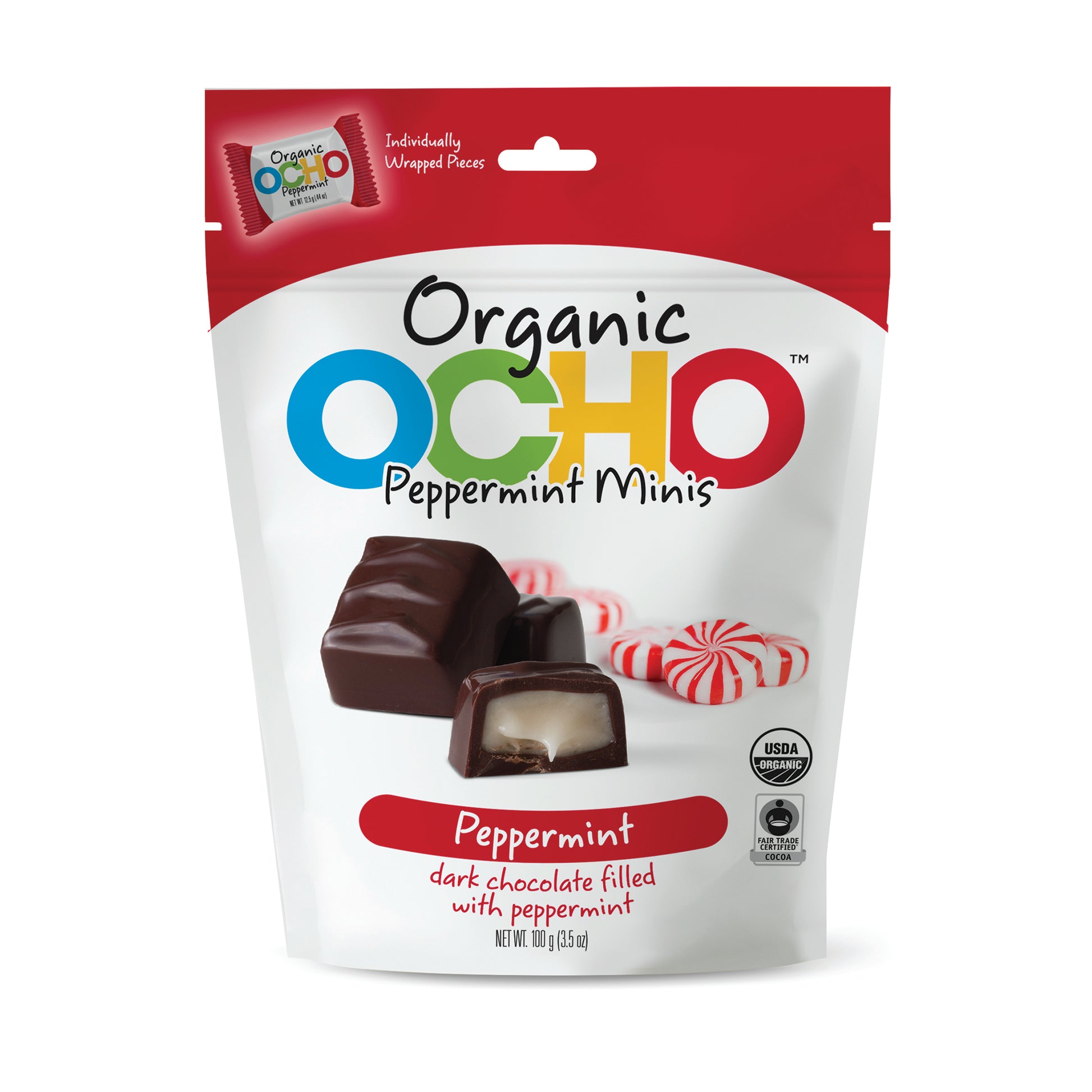 Organic Dark Chocolate Peppermint Minis Pouch – OCHO Organic