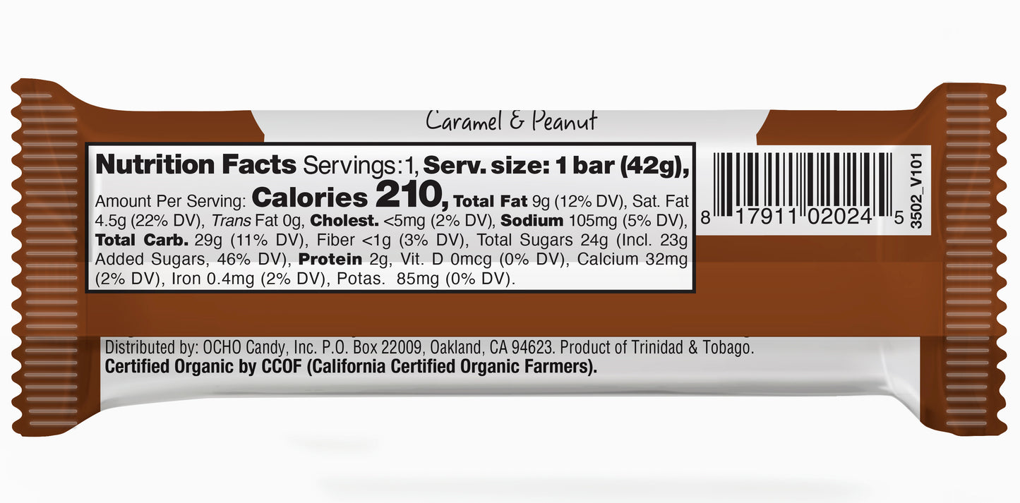 Organic Milk Chocolate Caramel & Peanut Bars - 12ct Bar Caddy