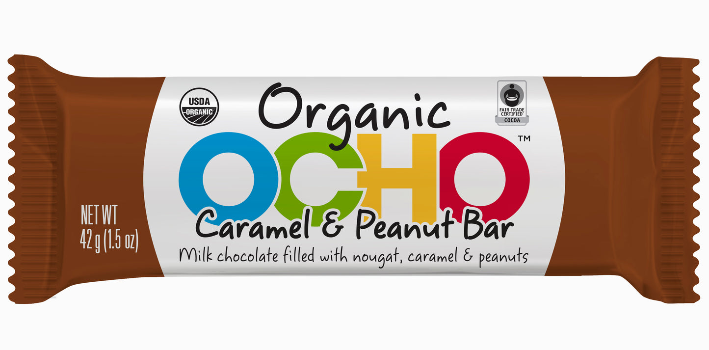 Organic Milk Chocolate Caramel & Peanut Bars - 12ct Bar Caddy