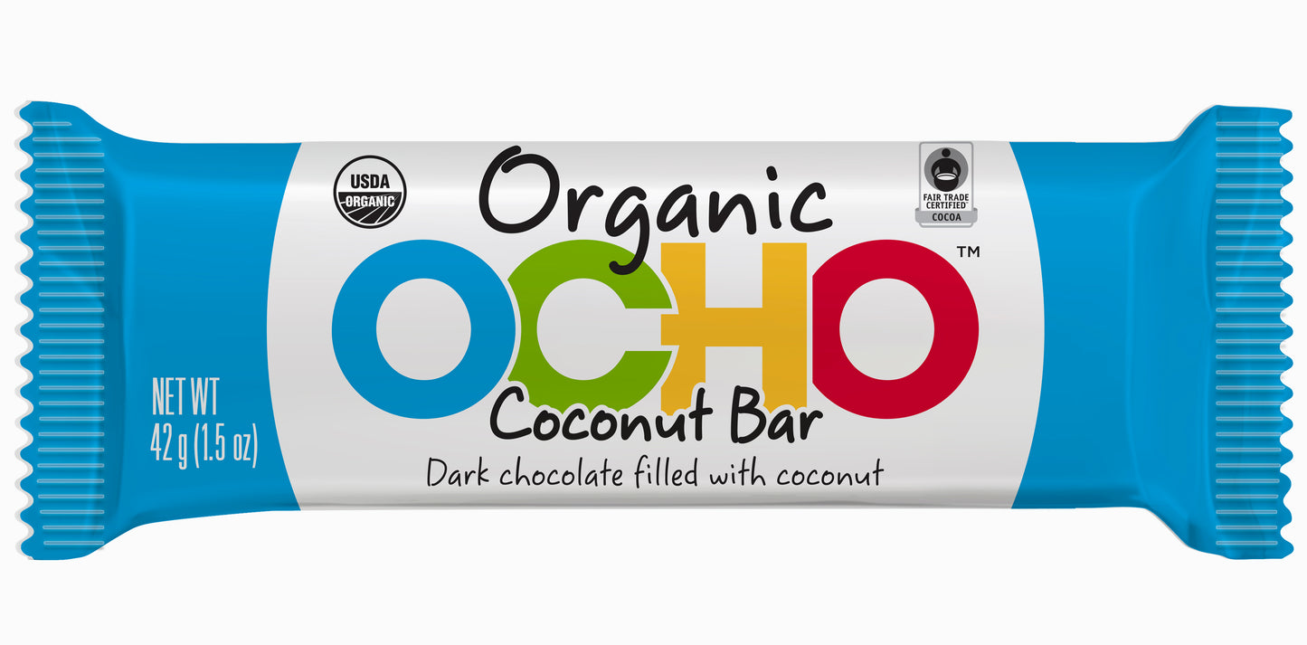 Organic Dark Chocolate Coconut Bars - 12ct Bar Caddy