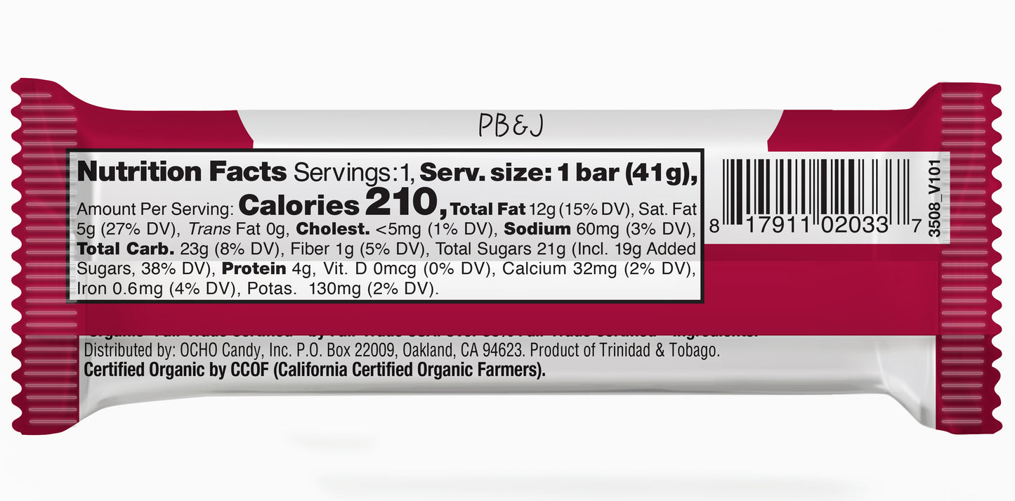 Organic Milk Chocolate PB&J Bars - 12ct Bar Caddy - 50% off Goodbye PBJ!