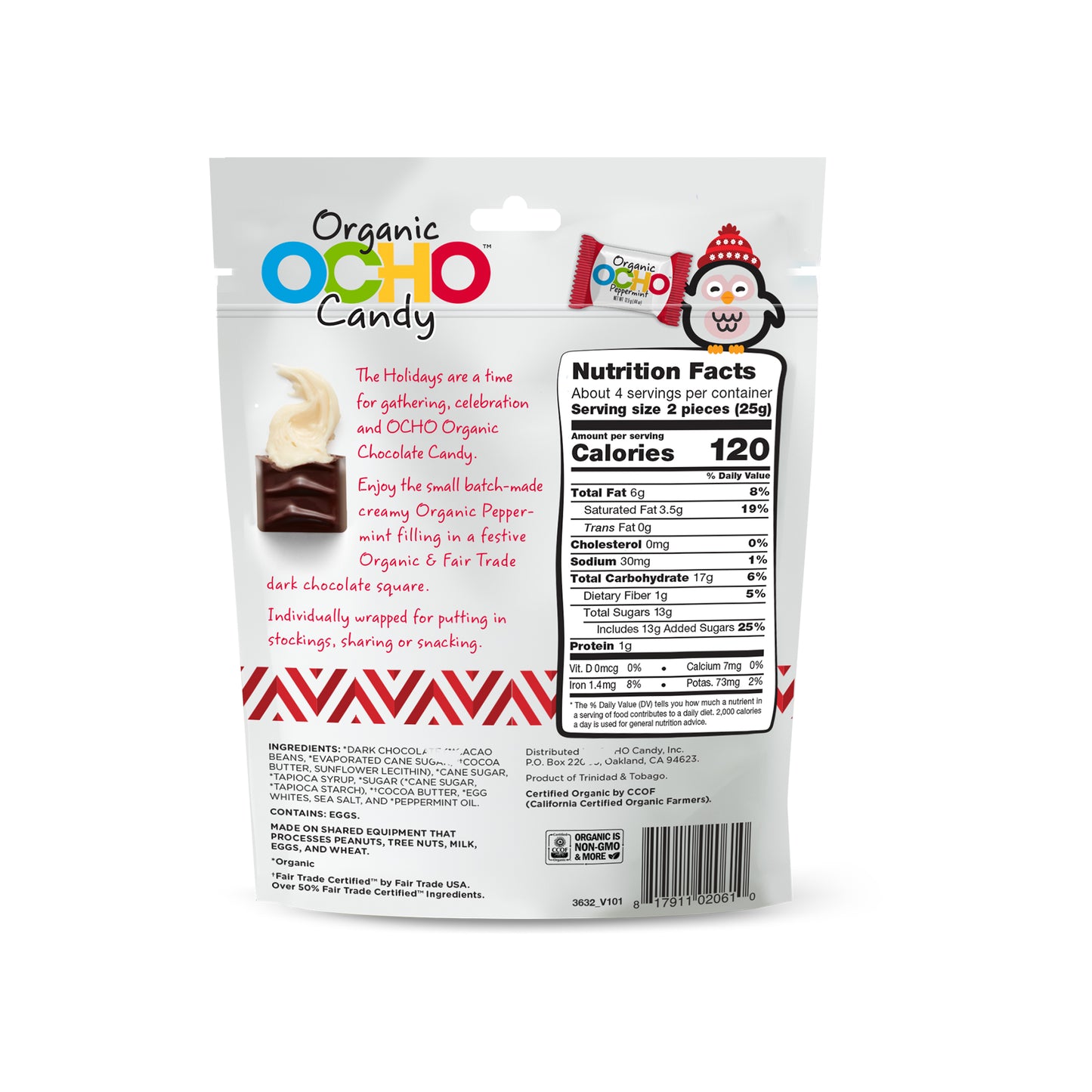 Organic Christmas Dark Chocolate Peppermint Minis Pouch - 50% off!